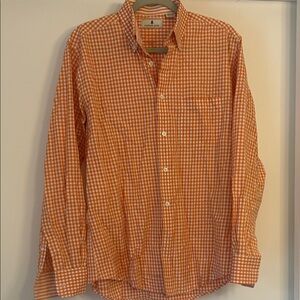 Men's Orange Gingham Button Down Shirt